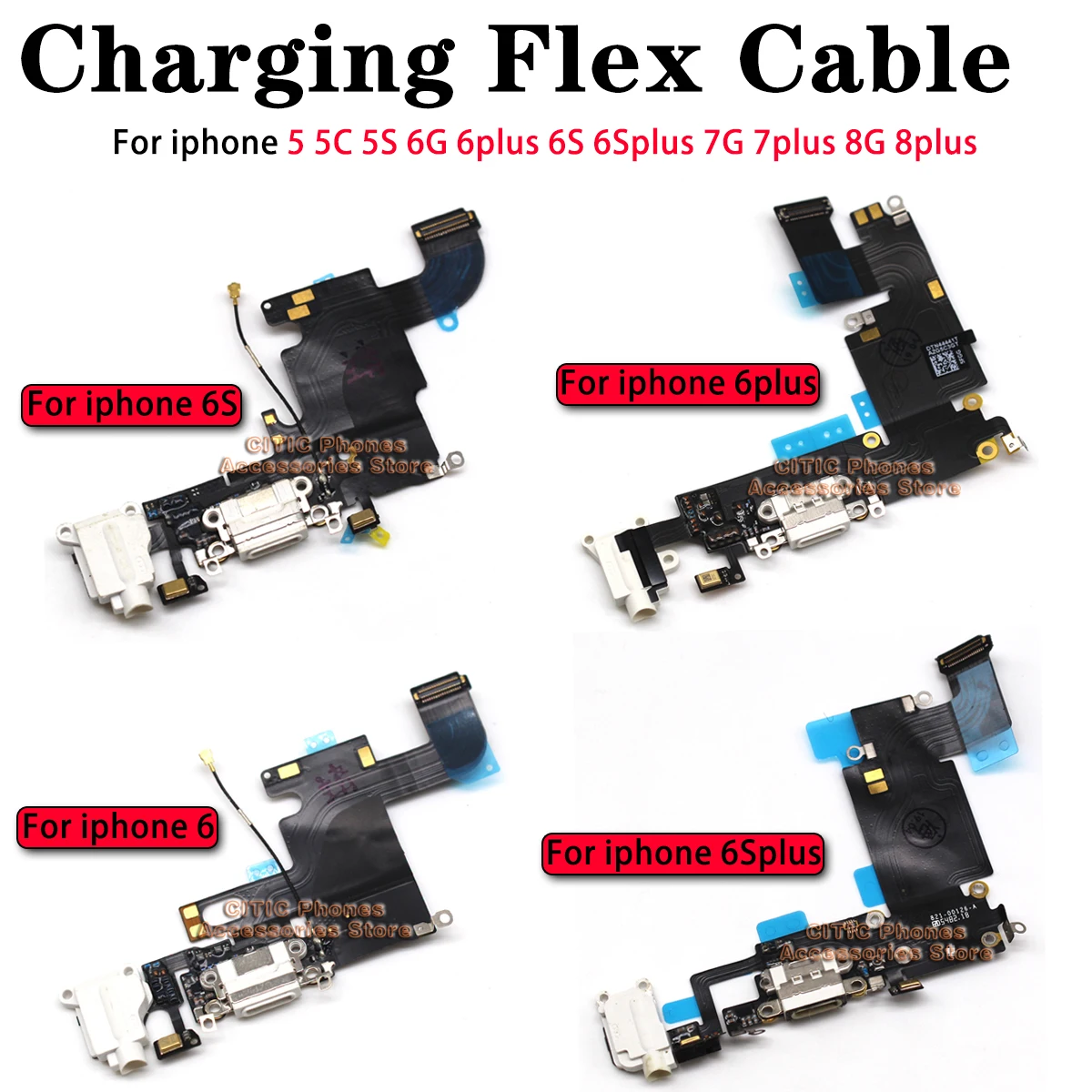 Charging Port Flex - 5 adet iPhone 6 6S 7